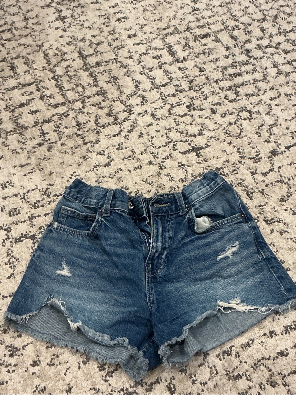 Zara Distressed Dark Blue Denim Shorts